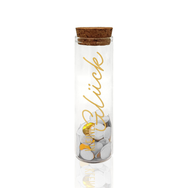 Mea Living Geldgeschenk Röhrchen "KLEINES GLÜCK", Gold mit weißem Konfetti