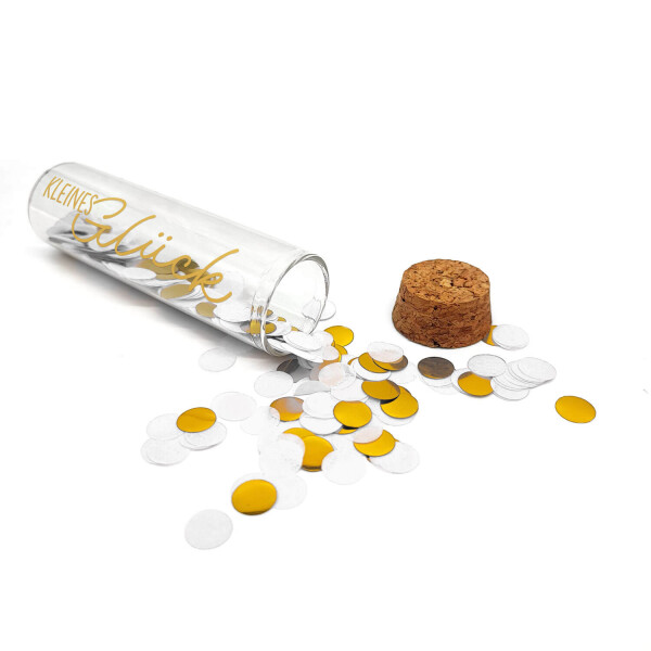 Mea Living Geldgeschenk Röhrchen "KLEINES GLÜCK", Gold mit weißem Konfetti Black Friday Preise