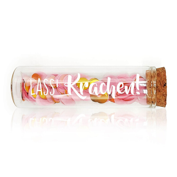Mea Living Geldgeschenk Röhrchen "LASS' KRACHEN", Weiß mit rosa Konfetti 50% Rabatt für begrenzte Zeit