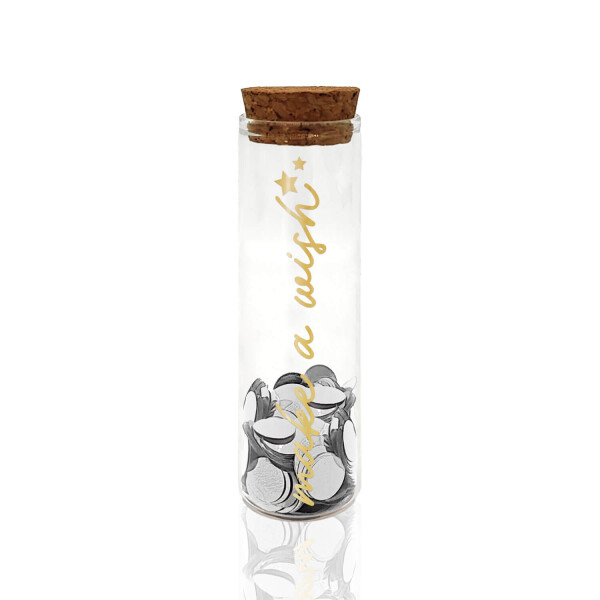 Mea Living Geldgeschenk Röhrchen "MAKE A WISH" Gold mit silbernem Konfetti