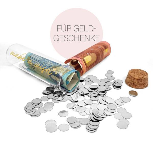 Mea Living Geldgeschenk Röhrchen "MAKE A WISH" Gold mit silbernem Konfetti Rabatte dieses Monats