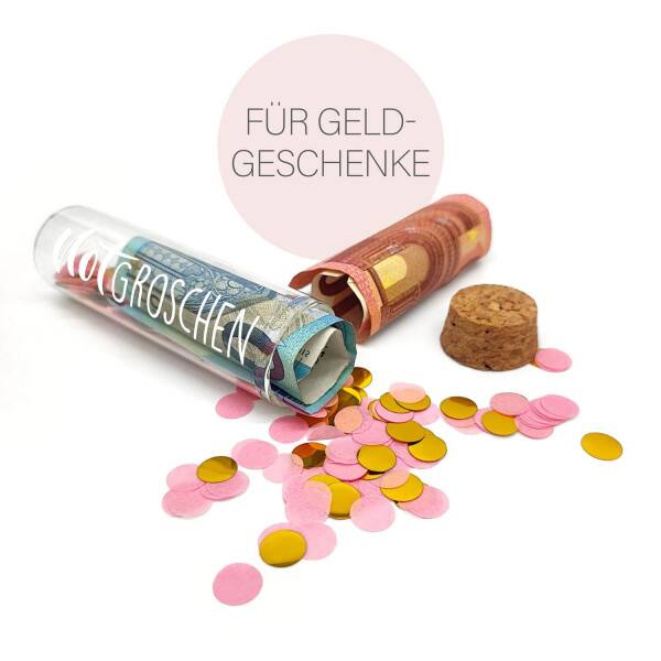 Mea Living Geldgeschenk Röhrchen "NOTGROSCHEN", Weiß mit rosa Konfetti Online