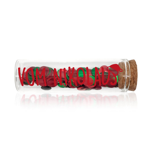 Mea Living Geldgeschenk Röhrchen "VOM NIKOLAUS" Dunkelrot mit rot/grünem Konfetti Auslauf