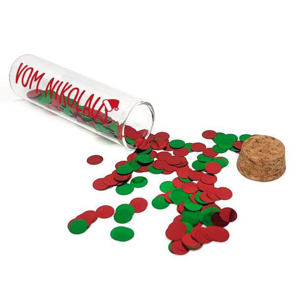 Mea Living Geldgeschenk Röhrchen "VOM NIKOLAUS" Dunkelrot mit rot/grünem Konfetti Auslauf