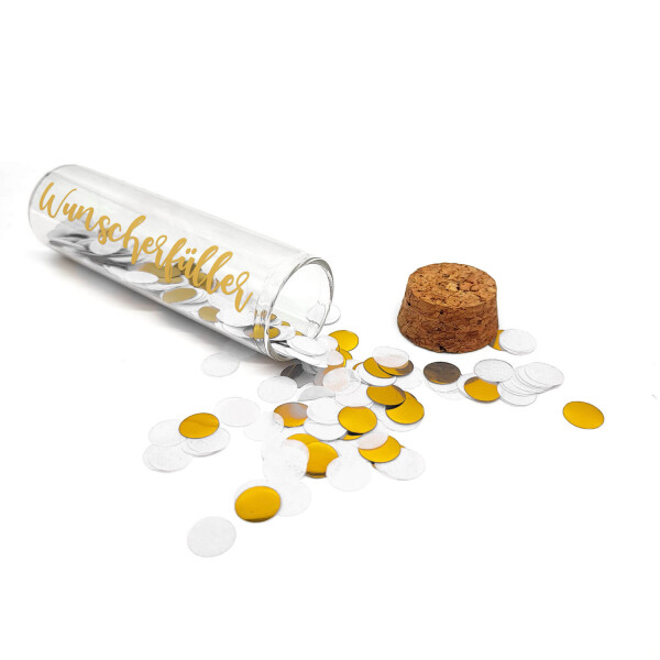 Mea Living Geldgeschenk Röhrchen "WUNSCHERFÜLLER", Gold mit weißem Konfetti Verkauf