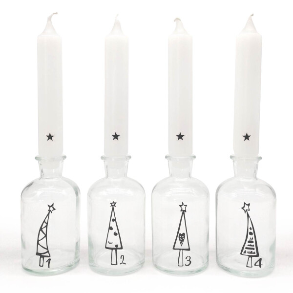 Mea Living Glas mit Stabkerze Set, weiß/anthrazit "1234 Weihnachtsbäume" Flash Sale