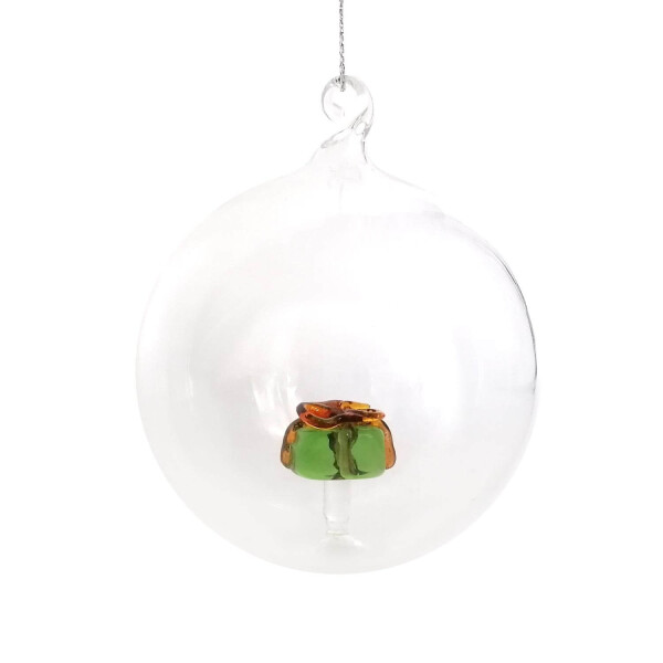 Mea Living Glas-Christbaumkugel mit Geschenk Grün 8cm Begrenztes Angebot