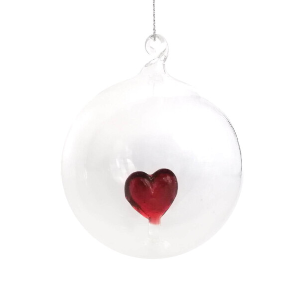 Mea Living Glas-Christbaumkugel mit Herz Rot 8cm