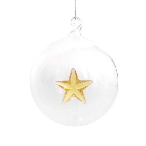 Mea Living Glas-Christbaumkugel mit Stern Gelb 8cm Exklusivangebot