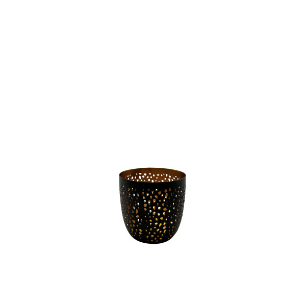 Mea Living Goldlicht Pott anthrazit/gold, gelocht 7,5x8 cm