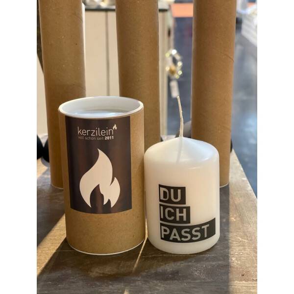 Mea Living Flämmchen, weiß/anthrazit "DU ICH PASST!" Saisonale Angebote