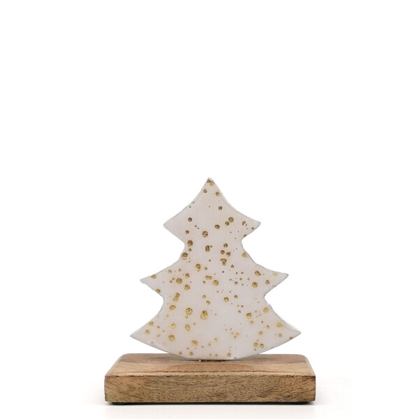 Mea Living Holzbaum weiß/gold S - 14cm
