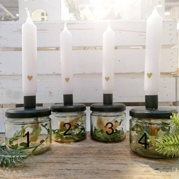 Mea Living Kerzenhalter Adventsset Glas mit Nummer 1 - 4, 10cm 50% Rabatt für begrenzte Zeit