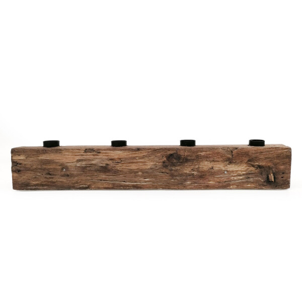 Mea Living Kerzenständer 4er, Holzblock - 40cm - für Stabkerzen, Kerzenhalter