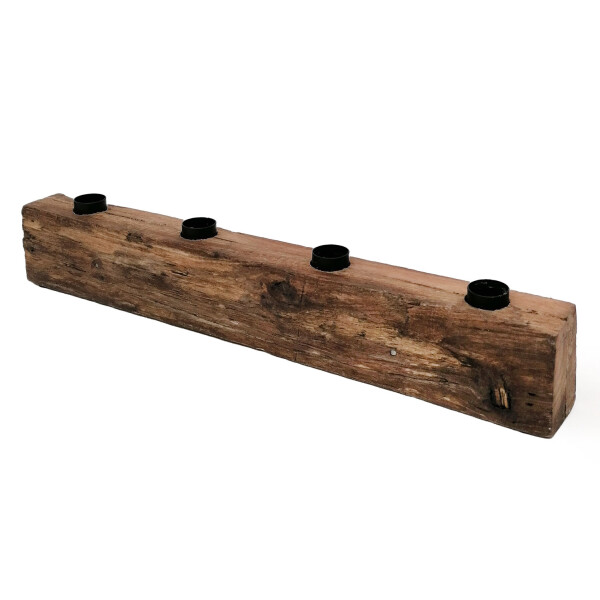 Mea Living Kerzenständer 4er, Holzblock - 40cm - für Stabkerzen, Kerzenhalter Auslauf