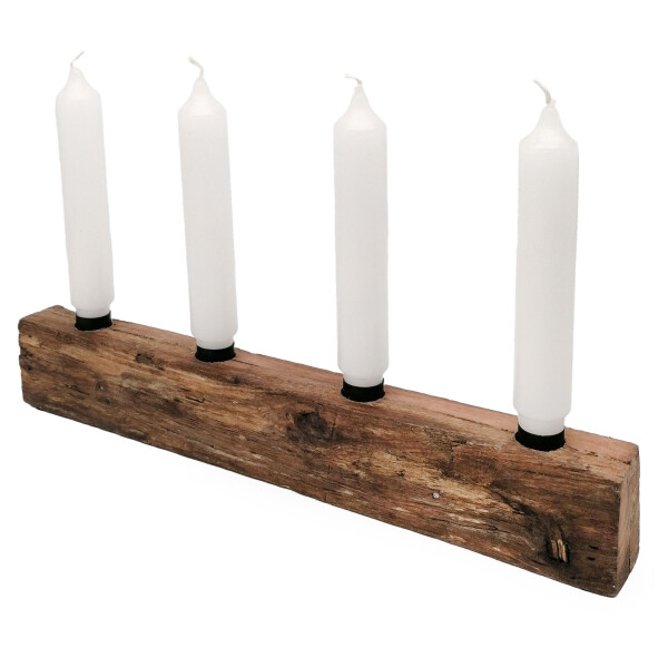 Mea Living Kerzenständer 4er, Holzblock - 40cm - für Stabkerzen, Kerzenhalter Auslauf