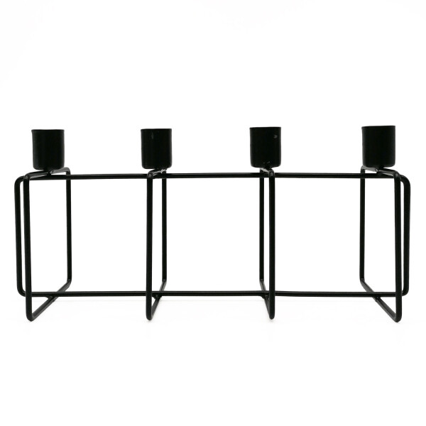 Mea Living Kerzenständer 4er, Metall, schwarz matt - 30cm - für Stabkerzen, Kerzenhalter