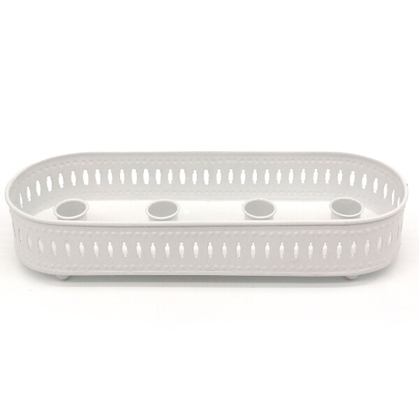 Mea Living Kerzenständer 4er, Metall, weiß - 30cm - für Stabkerzen, Kerzenhalter