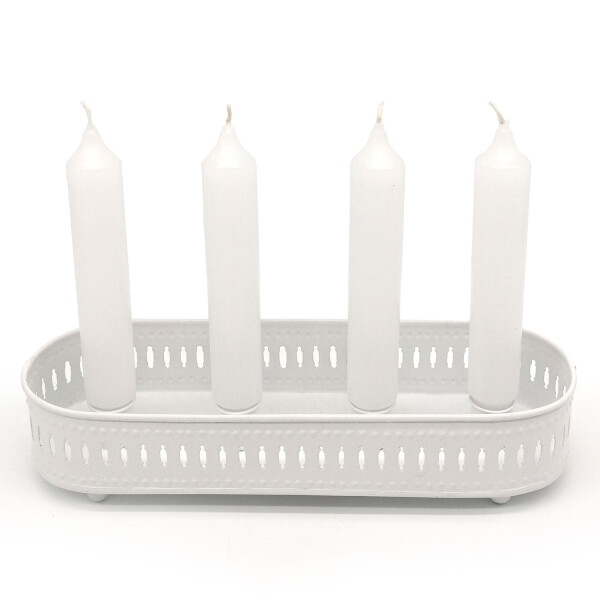 Mea Living Kerzenständer 4er, Metall, weiß - 30cm - für Stabkerzen, Kerzenhalter Angebote