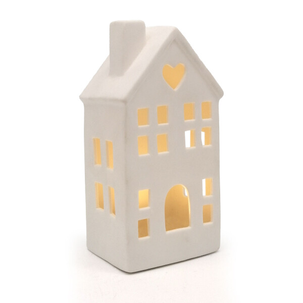 Mea Living LED-Haus Herzchen weiß-matt, 14,5 cm -batteriebetrieben