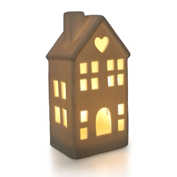 Mea Living LED-Haus Herzchen weiß-matt, 14,5 cm -batteriebetrieben Kostenloser Versand