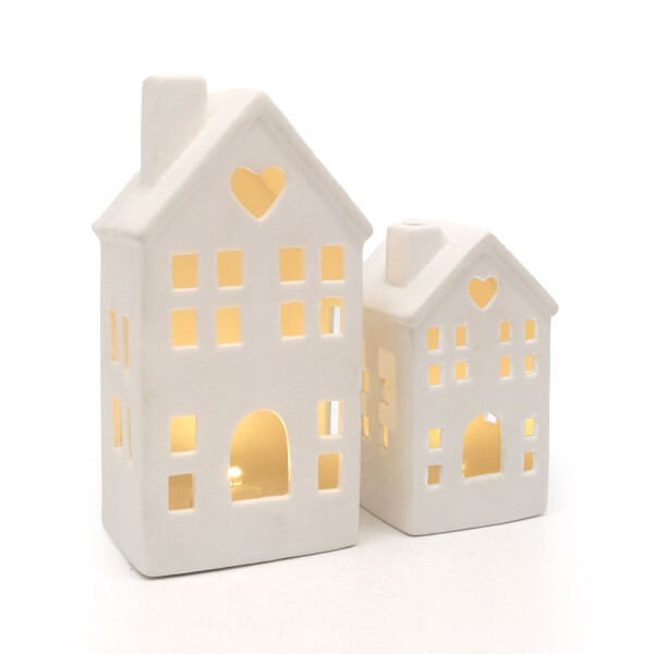 Mea Living LED-Haus Herzchen weiß-matt, 14,5 cm -batteriebetrieben Kostenloser Versand