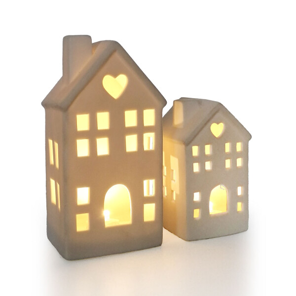 Mea Living LED-Haus Herzchen weiß-matt, 14,5 cm -batteriebetrieben Kostenloser Versand