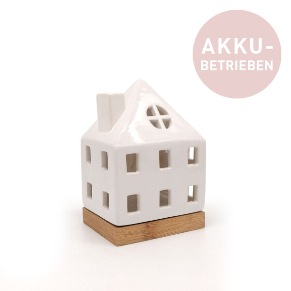 Mea Living LED-Haus weiß-glänzend, 15 cm - akkubetrieben