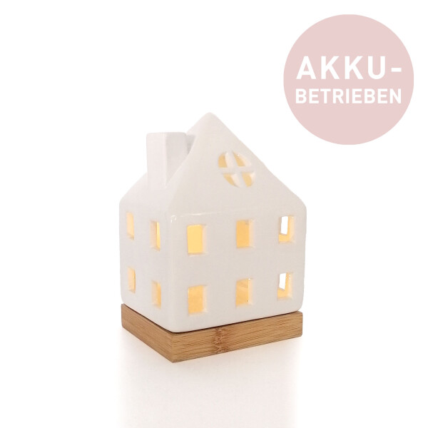 Mea Living LED-Haus weiß-glänzend, 15 cm - akkubetrieben Fabrikpreis