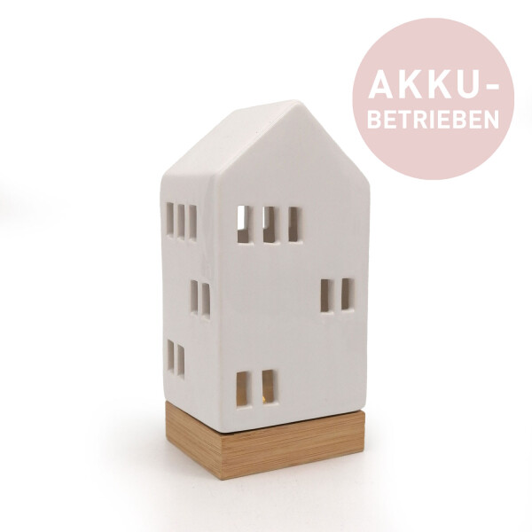 Mea Living LED-Haus weiß-glänzend, 18,5 cm - akkubetrieben