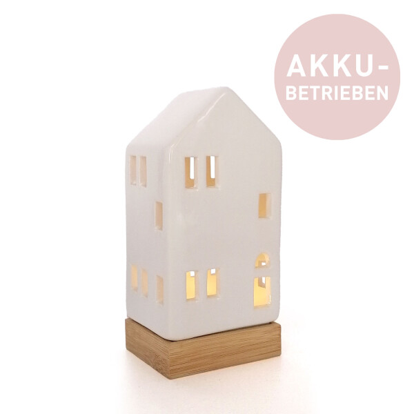 Mea Living LED-Haus weiß-glänzend, 18,5 cm - akkubetrieben Rabatt
