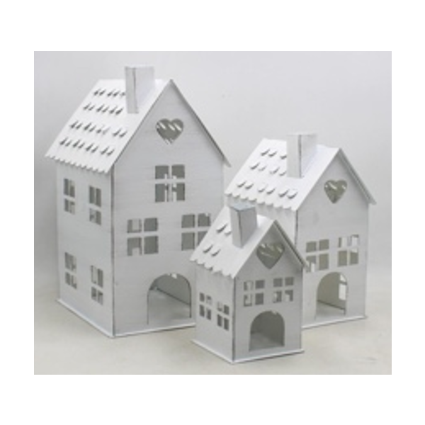 Mea Living Metallhäuser 3er Set, weiß - 10 cm/12cm/17 cm Versandkostenfrei