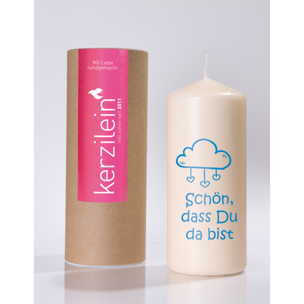 Mea Living Flamme, blau "Schön, dass Du da bist Wolke"