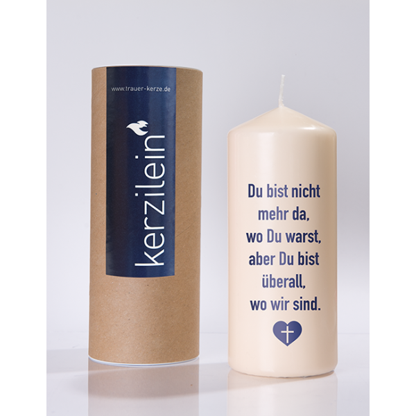 Mea Living Flamme, dunkelblau "DU BIST NICHT MEHR DA, WO DU WARST, ABER DU BIST ÜBERALL,WO WIR SIND"