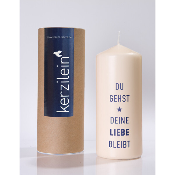 Mea Living Flamme, dunkelblau "DU GEHST DEINE LIEBE BLEIBT"