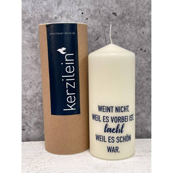 Mea Living Flamme, dunkelblau "WEINT NICHT WEIL ES VORBEI IST, LACHT WEIL ES SCHÖN WAR" Blitzangebot