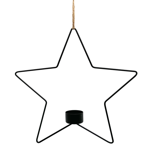 Mea Living Teelichthalter-Hänger Stern, Metall, schwarz - 28,5cm