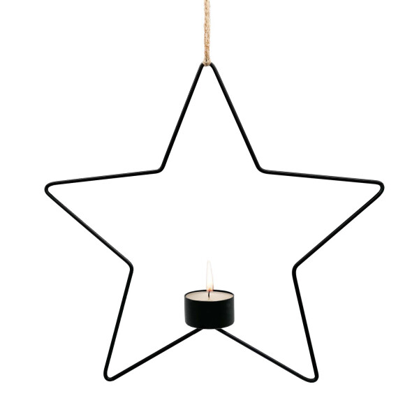 Mea Living Teelichthalter-Hänger Stern, Metall, schwarz - 28,5cm Neueste Stile