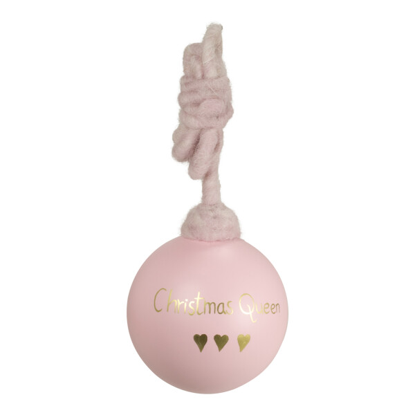 Mea Living Weihnachtskugel mit Filzkordel "Christmas Queen" rosa