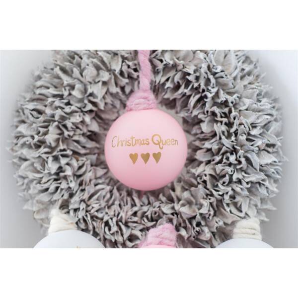 Mea Living Weihnachtskugel mit Filzkordel "Christmas Queen" rosa Letzte 2 Tage