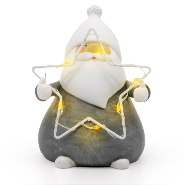 Mea Living Weihnachtsmann mit LED Stern in der Hand klein weiß/grau 7,5 cm x 6,5 cm x 10 cm Bis zu 50% Rabatt