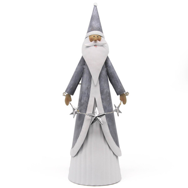 Mea Living Weihnachtsmann mit LED Sternenkranz weiß/grau 11,5 cm x 9 cm x 29,5 cm