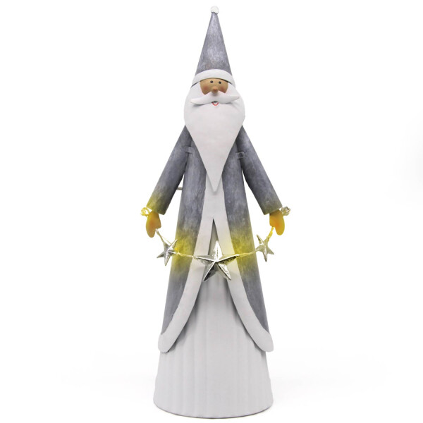 Mea Living Weihnachtsmann mit LED Sternenkranz weiß/grau 11,5 cm x 9 cm x 29,5 cm Bis zu 60% Rabatt