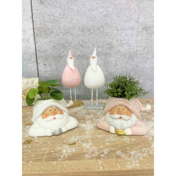 Mea Living Weihnachtsmann Topf klein weiß/silber 14cm x 12cm x 9cm Vierteljährliche Förderung