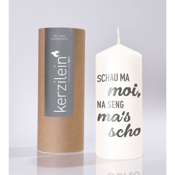 Mea Living Flamme, weiß/anthrazit "Schau ma moi, na seng ma´s scho"