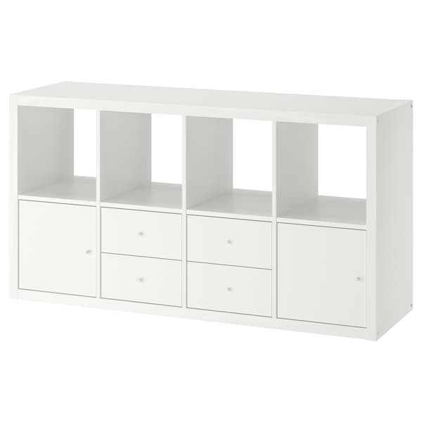 KALLAX Regal mit 4 Einsätzen, weiß, KALLAX Regal mit 4 Einsätzen, weiß,