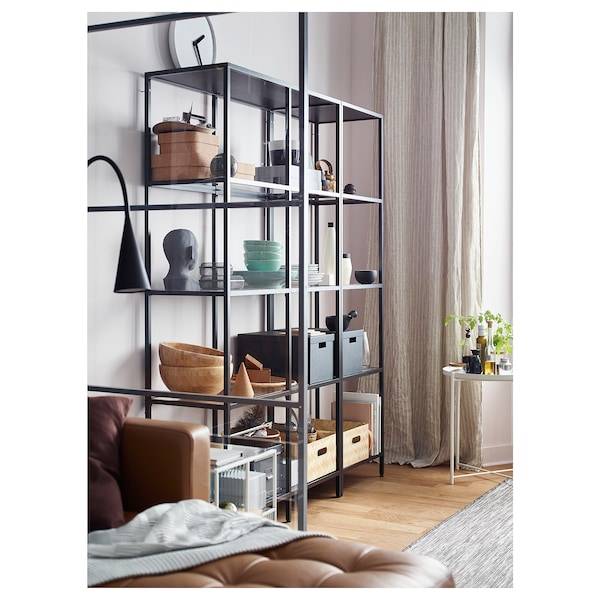 VITTSJÖ Aufbewahrung, schwarzbraun/Glas, Clearance-Verkauf