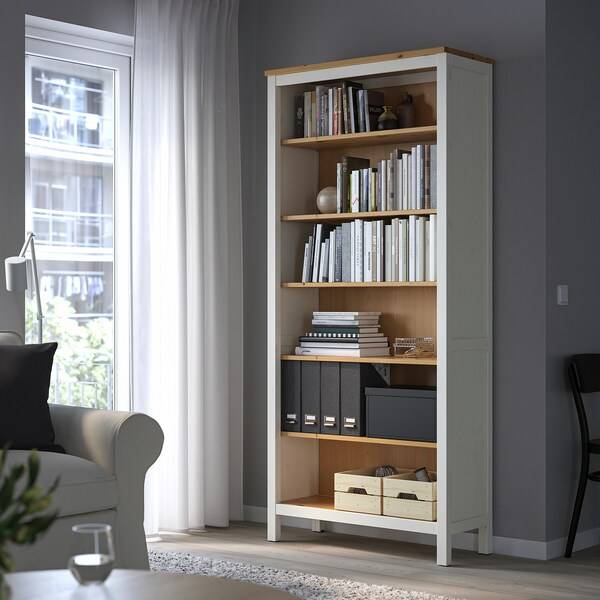 HEMNES Bücherregal, weiß gebeizt/hellbraun, Cyber Monday