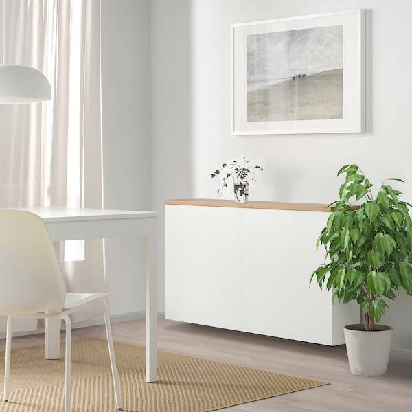 BESTÅ Schrankkombination für Wandmontage, weiß Lappviken/Eichenfurnier, Flash Sale