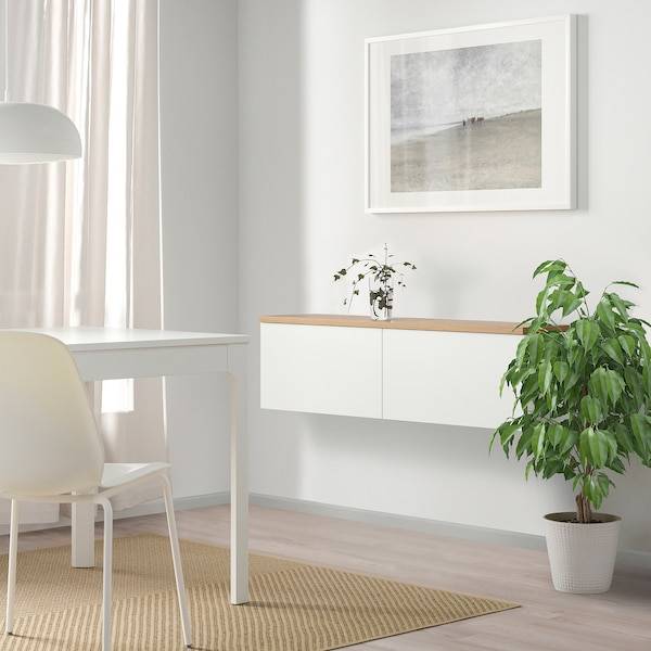 BESTÅ Schrankkombination für Wandmontage, weiß Lappviken/Eichenfurnier, Black Friday